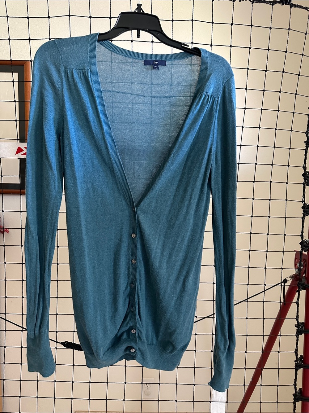 GAP Light Teal V-Neck Button Cardigan Sweater
